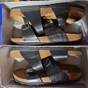 BIRKENSTOCK Narrow leather footbed black size38